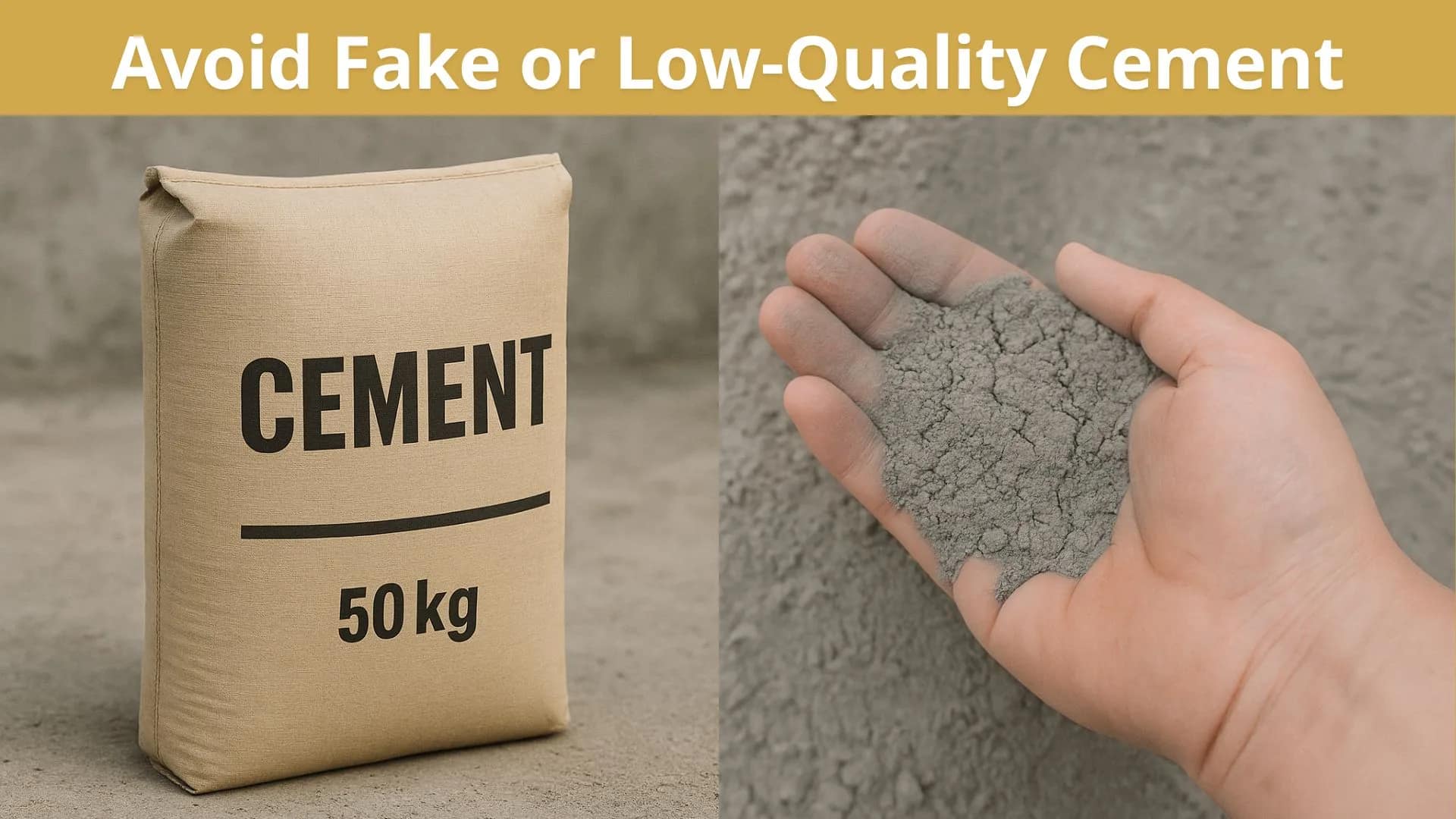 Avoid Fake or Low Quality Cement.